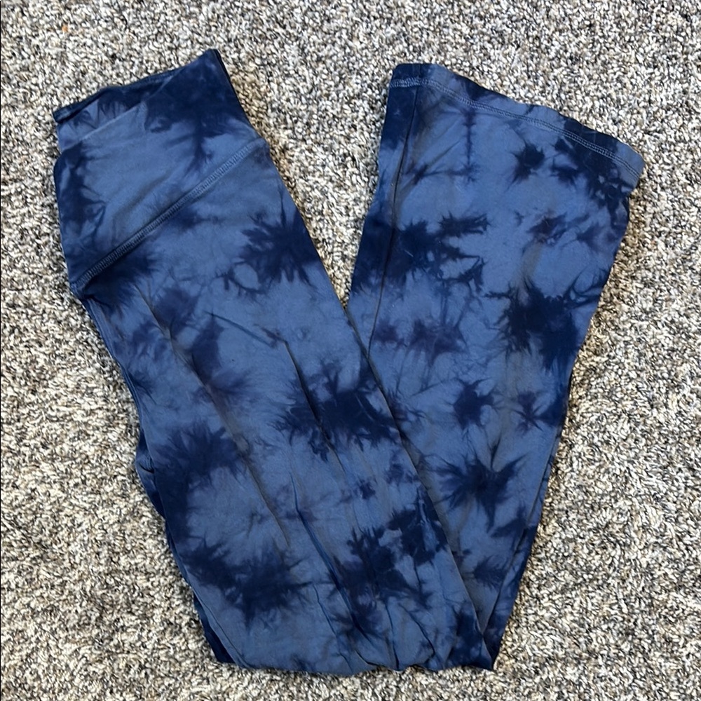 PINK Blue Tie-Dye Cotton Flare Leggings
